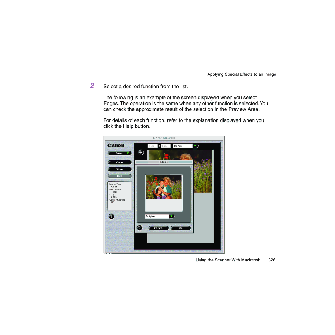 Canon BJC-2100 user manual Applying Special Effects to an Image 