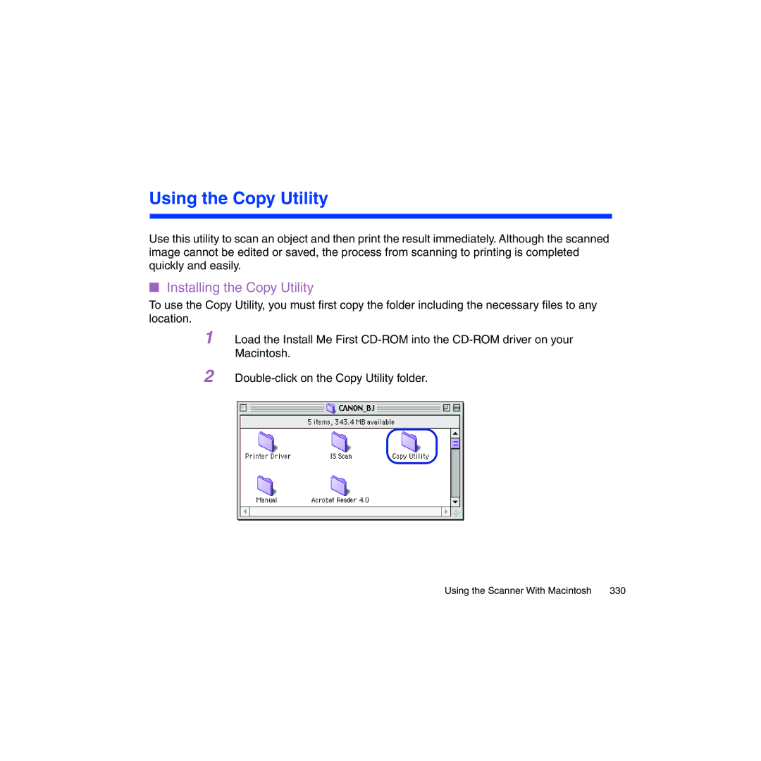 Canon BJC-2100 user manual Using the Copy Utility, Installing the Copy Utility 