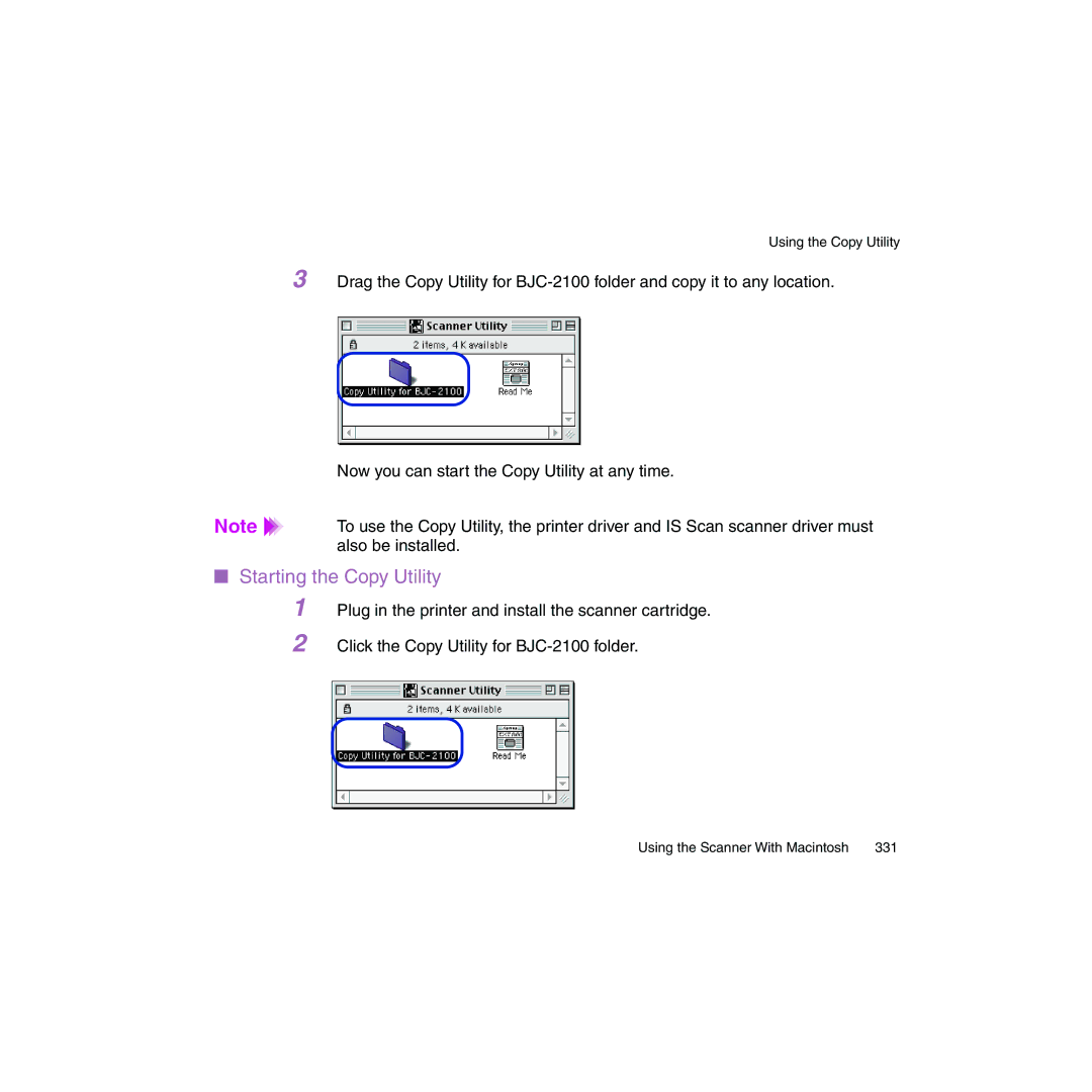 Canon BJC-2100 user manual Starting the Copy Utility 