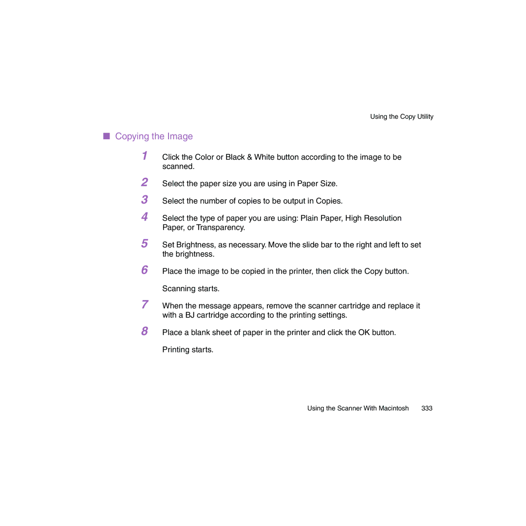 Canon BJC-2100 user manual Copying the Image 