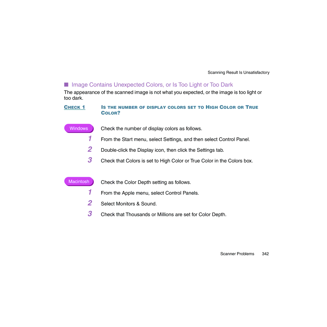 Canon BJC-2100 user manual Check the Color Depth setting as follows 