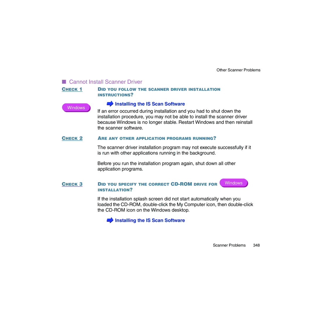 Canon BJC-2100 user manual Cannot Install Scanner Driver, Installing the is Scan Software 