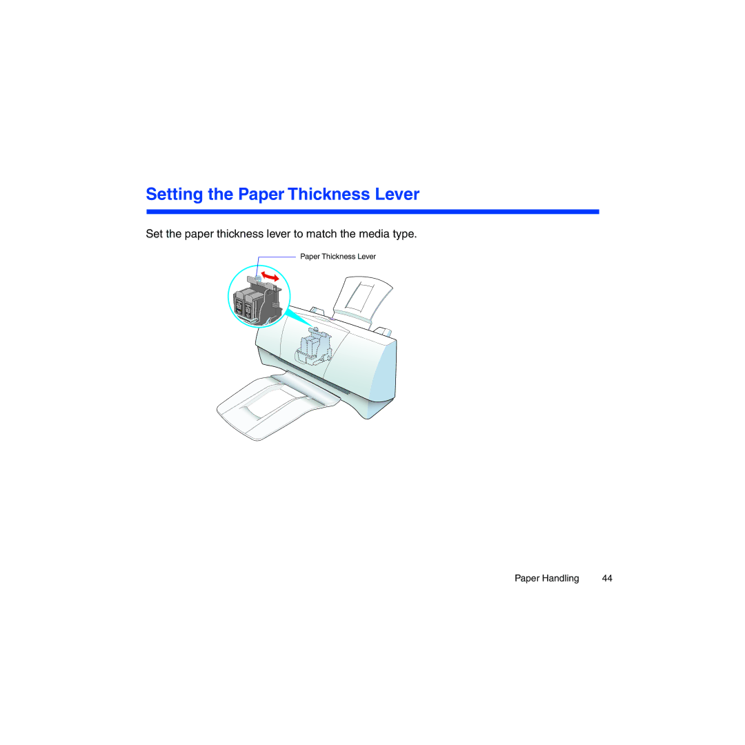 Canon BJC-2100 user manual Setting the Paper Thickness Lever, Set the paper thickness lever to match the media type 