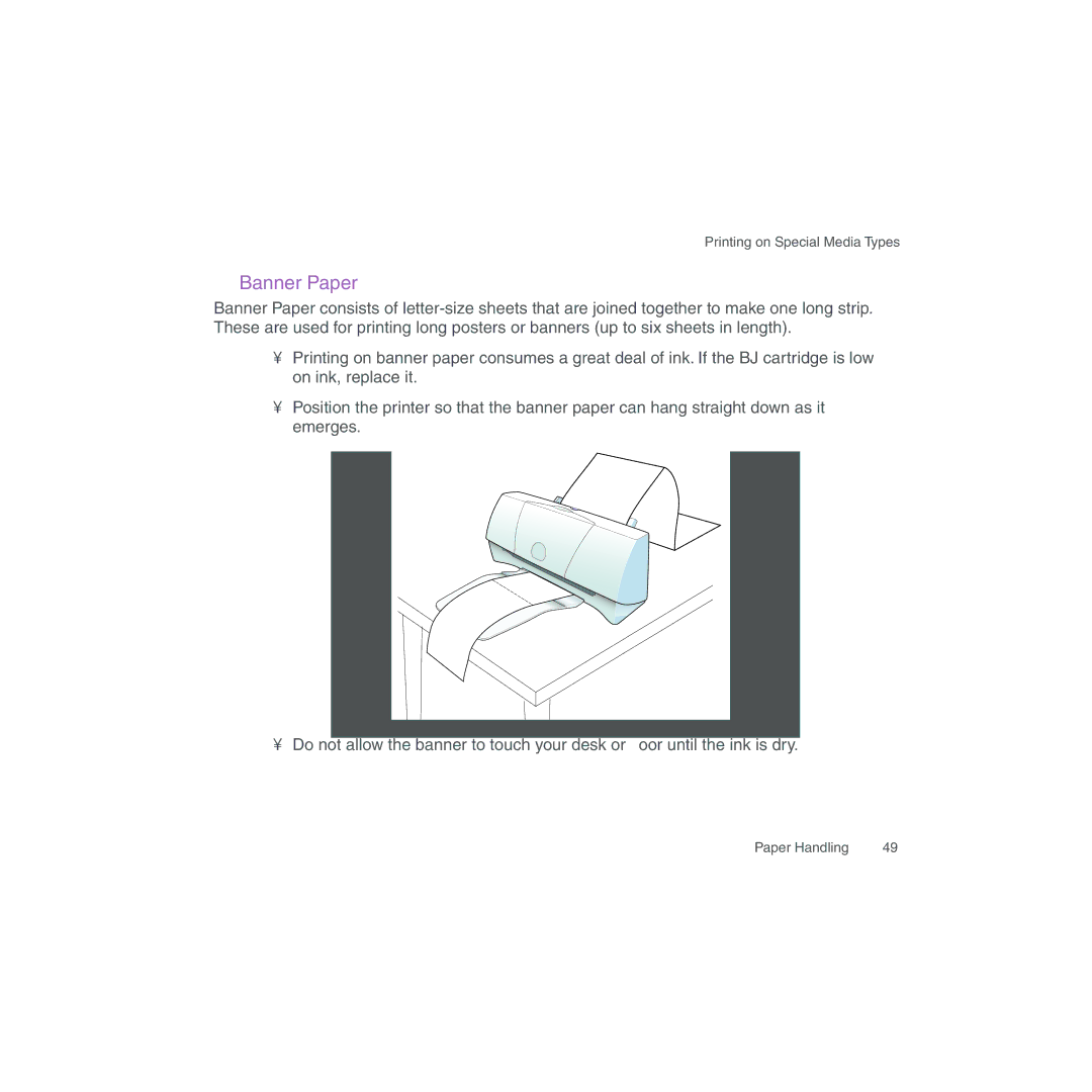 Canon BJC-2100 user manual Banner Paper 