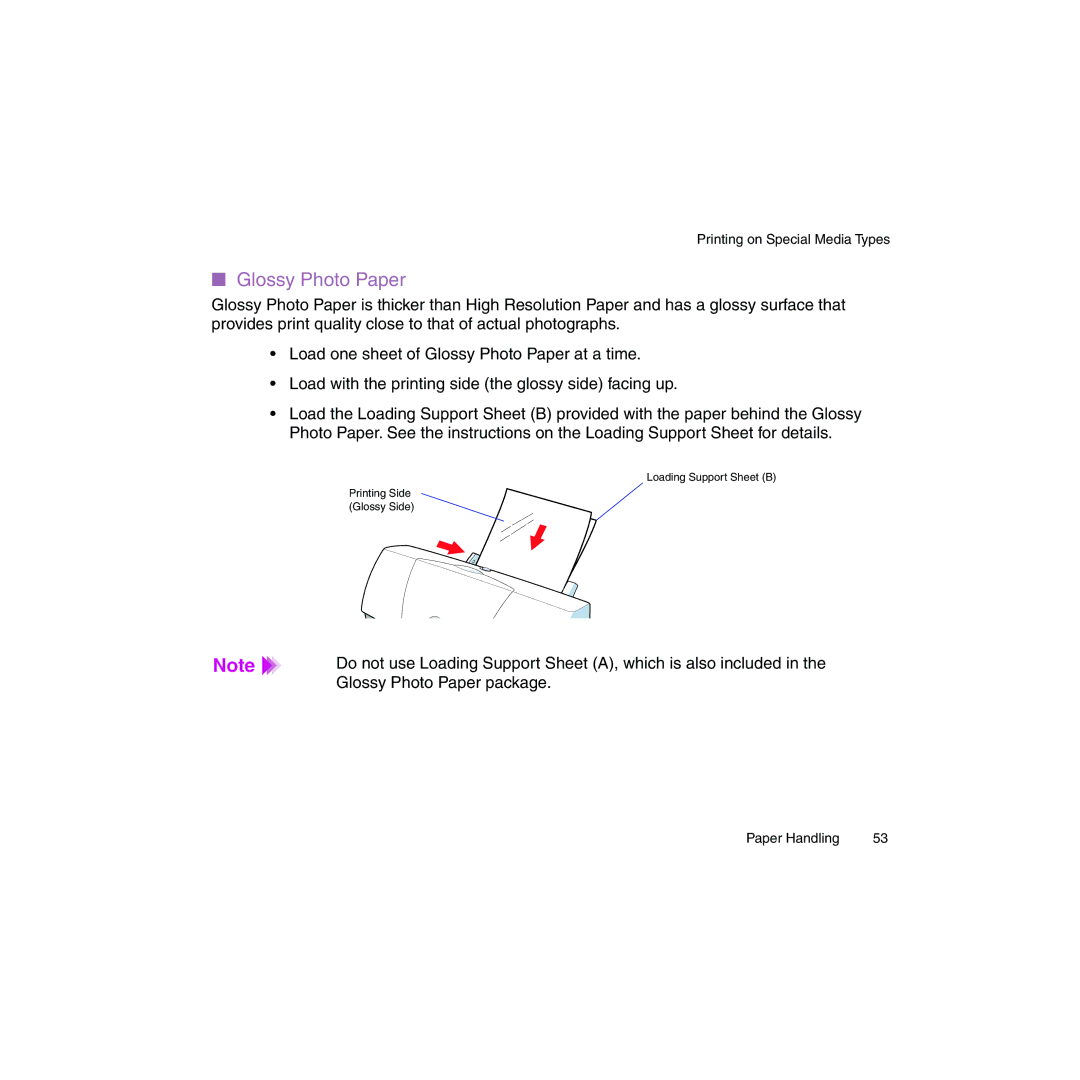 Canon BJC-2100 user manual Glossy Photo Paper 