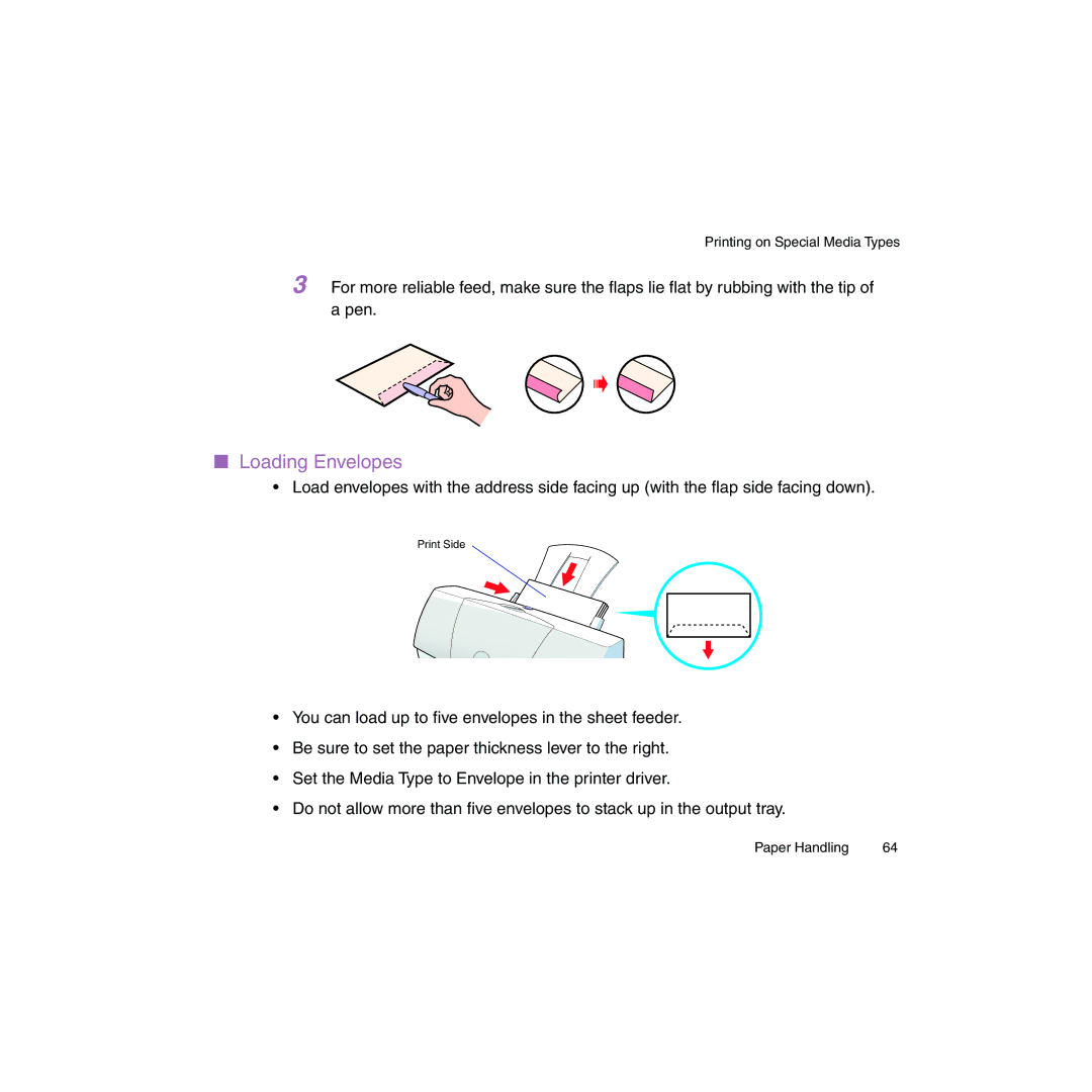 Canon BJC-2100 user manual Loading Envelopes 