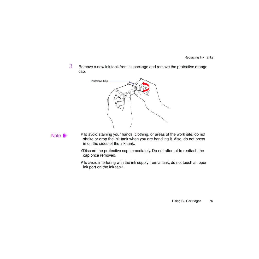 Canon BJC-2100 user manual Protective Cap 