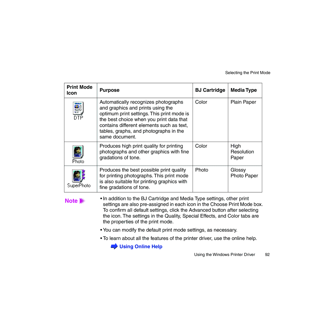 Canon BJC-2100 user manual Using Online Help 