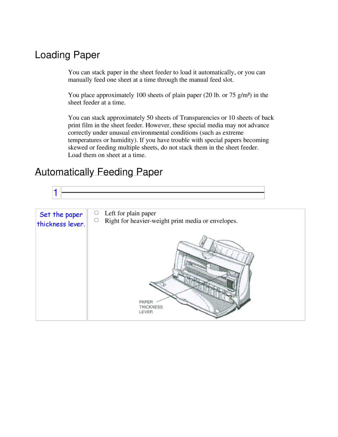 Canon BJC-250 user manual Loading Paper, Automatically Feeding Paper 