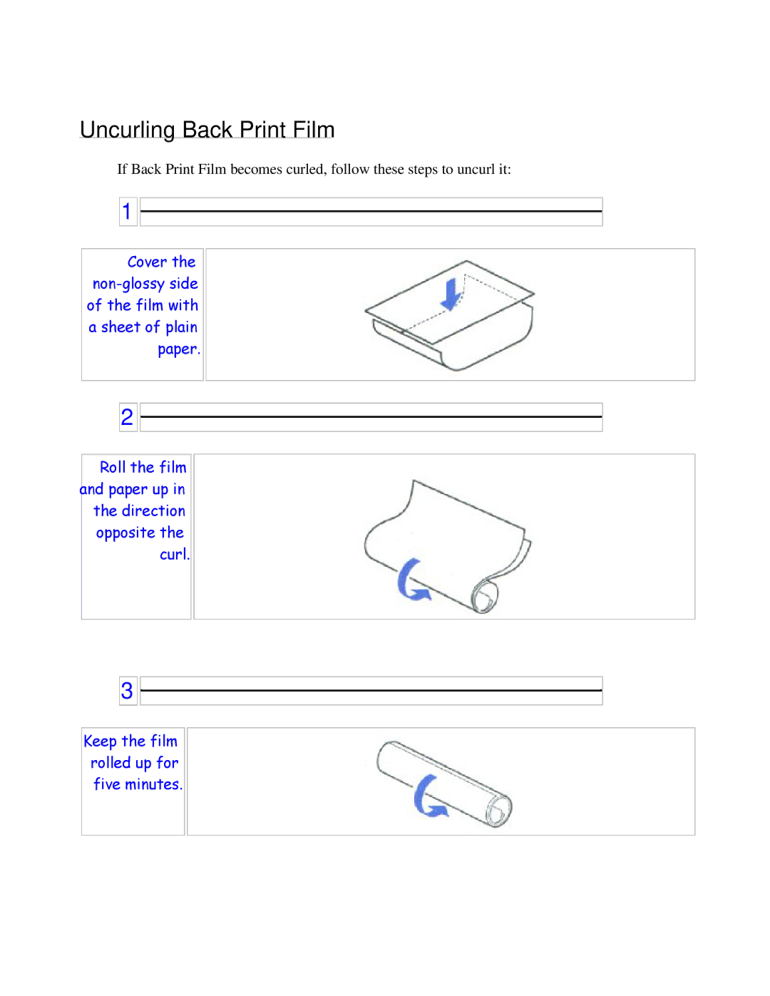 Canon BJC-250 user manual Uncurling Back Print Film 