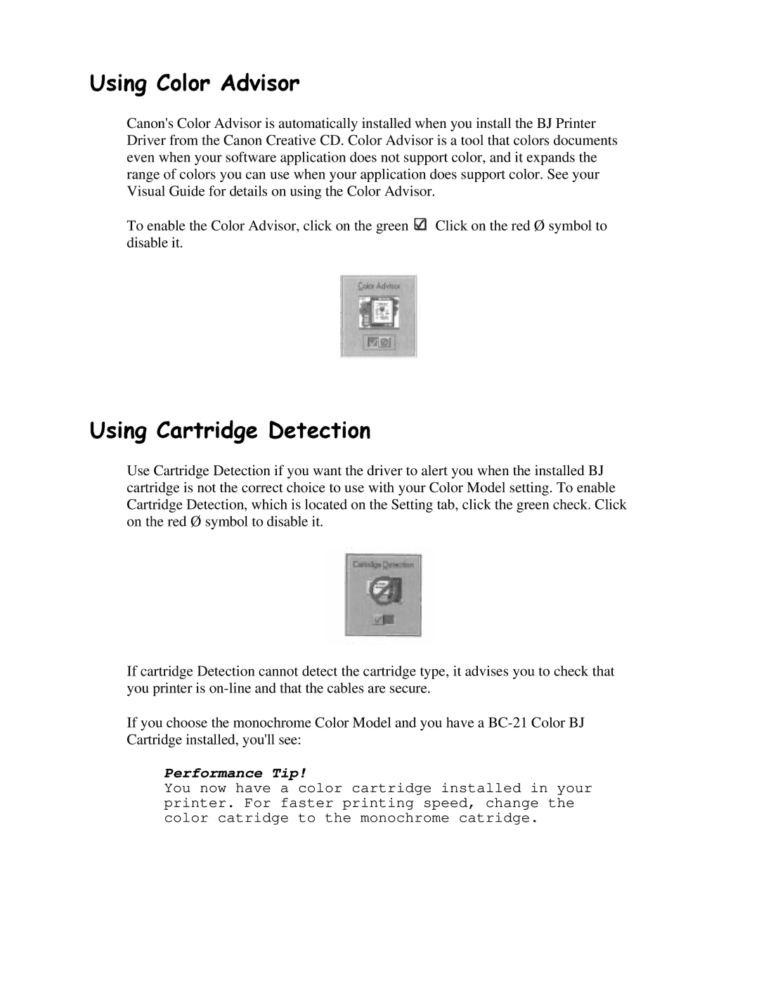 Canon BJC-4200 user manual 8VLQJ&RORU$GYLVRU 