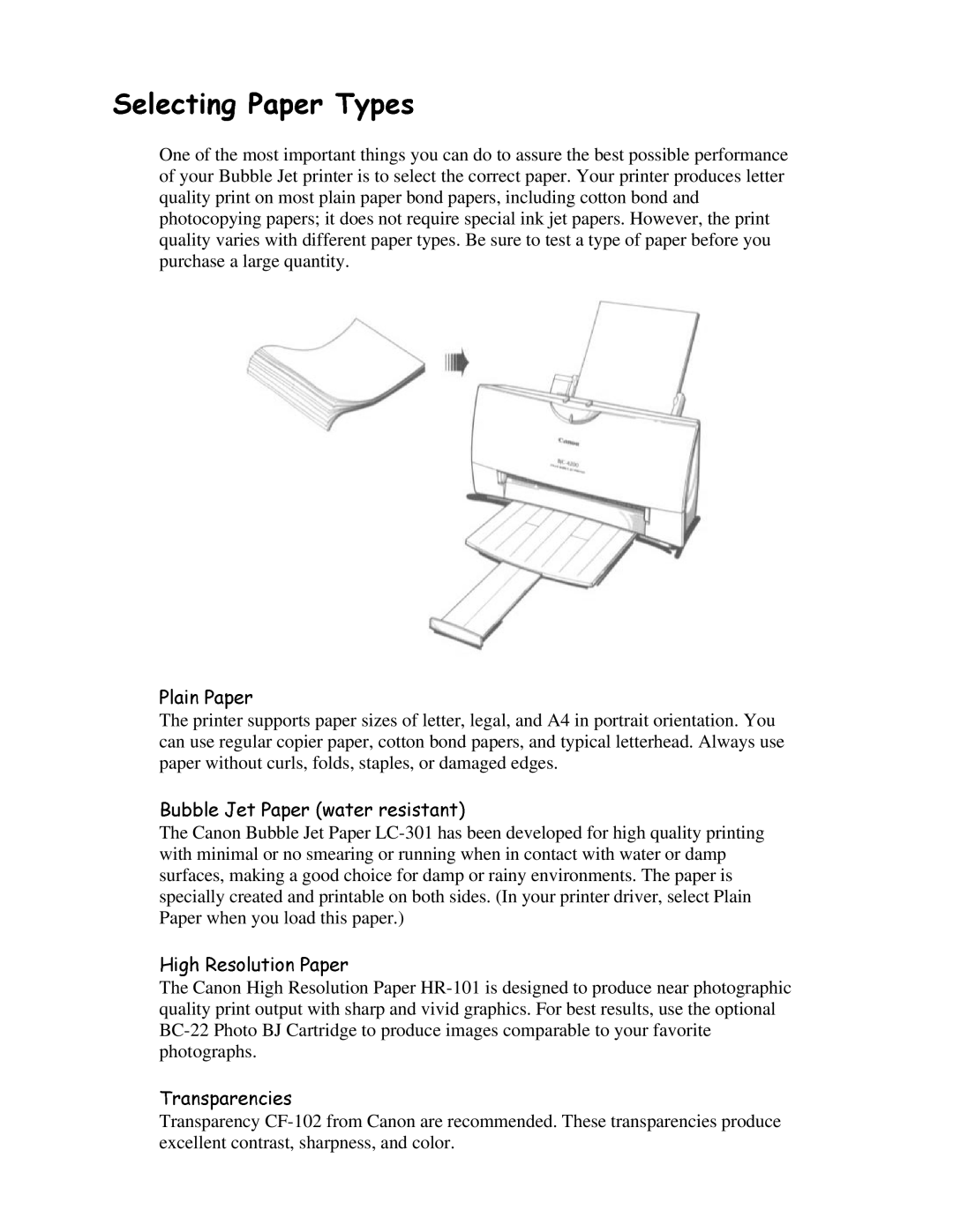 Canon BJC-4200 user manual 3ODLQ3DSHU 