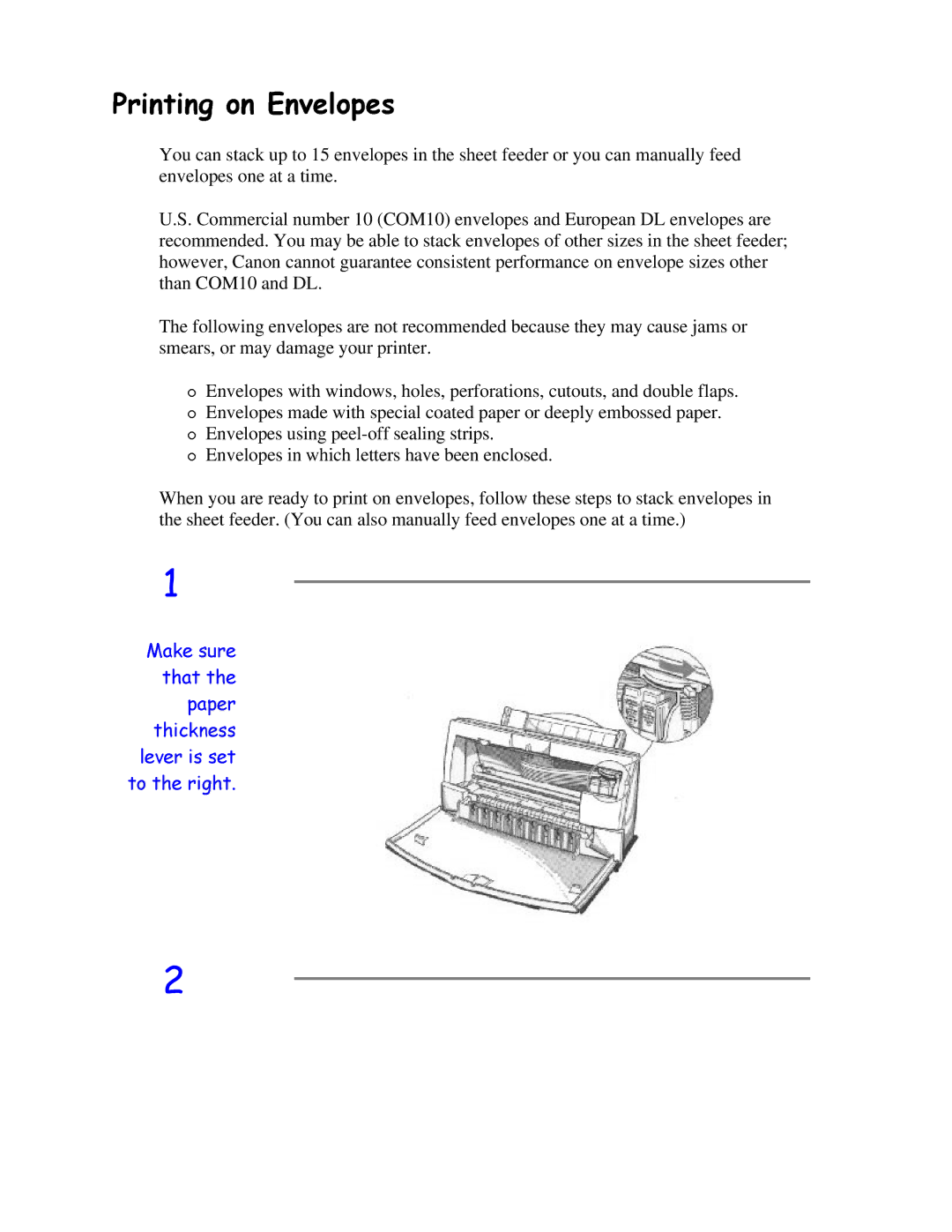 Canon BJC-4200 user manual 3ULQWLQJRQQYHORSHV 