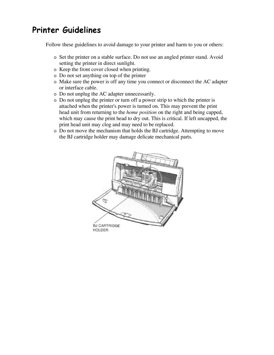 Canon BJC-4200 user manual 3ULQWHU*XLGHOLQHV 