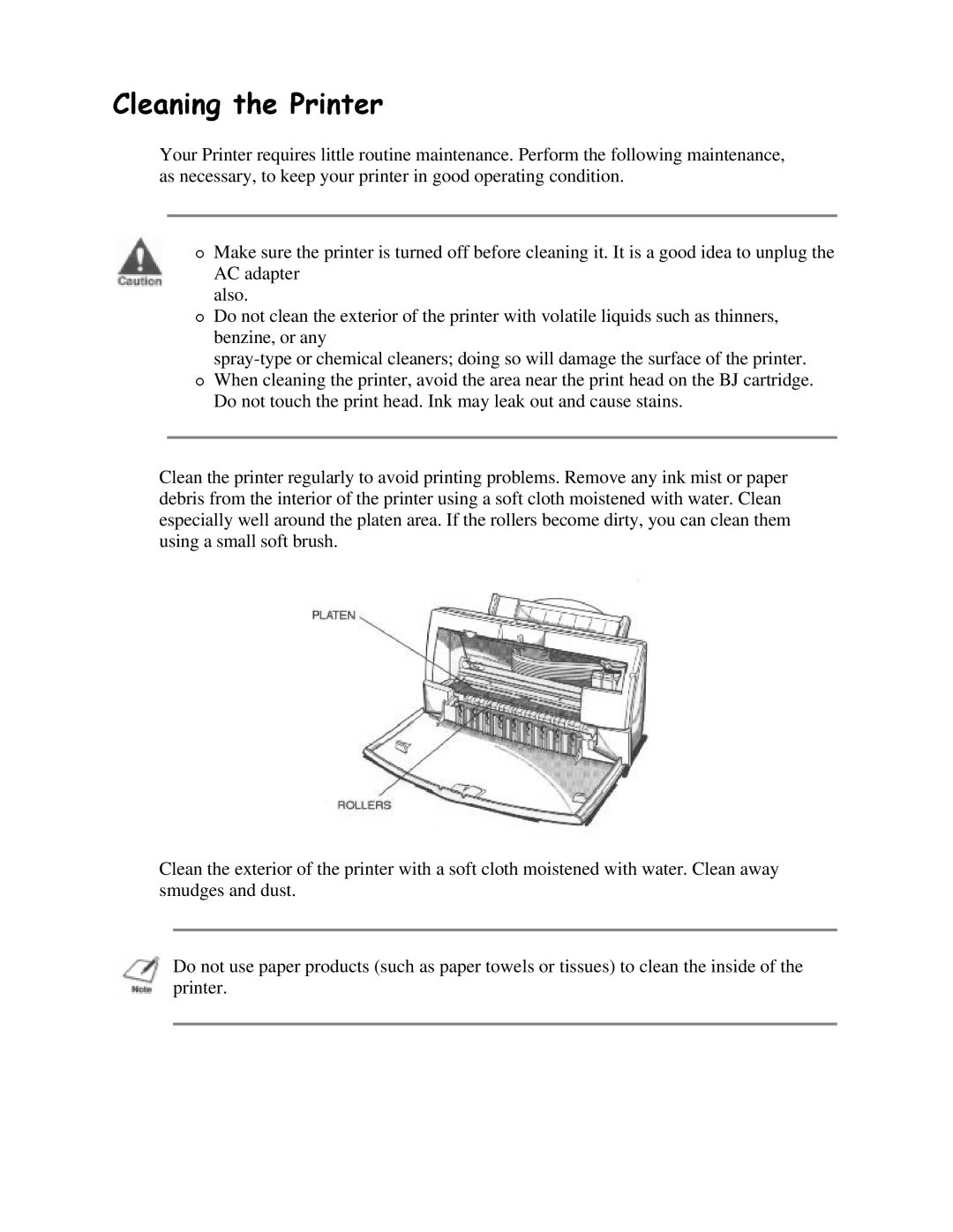 Canon BJC-4200 user manual OHDQLQJWKH3ULQWHU 