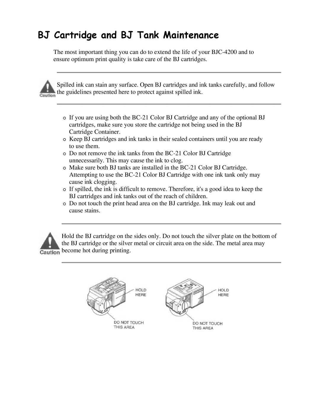 Canon BJC-4200 user manual DUWULGJHDQG%-7DQN0DLQWHQDQFH 