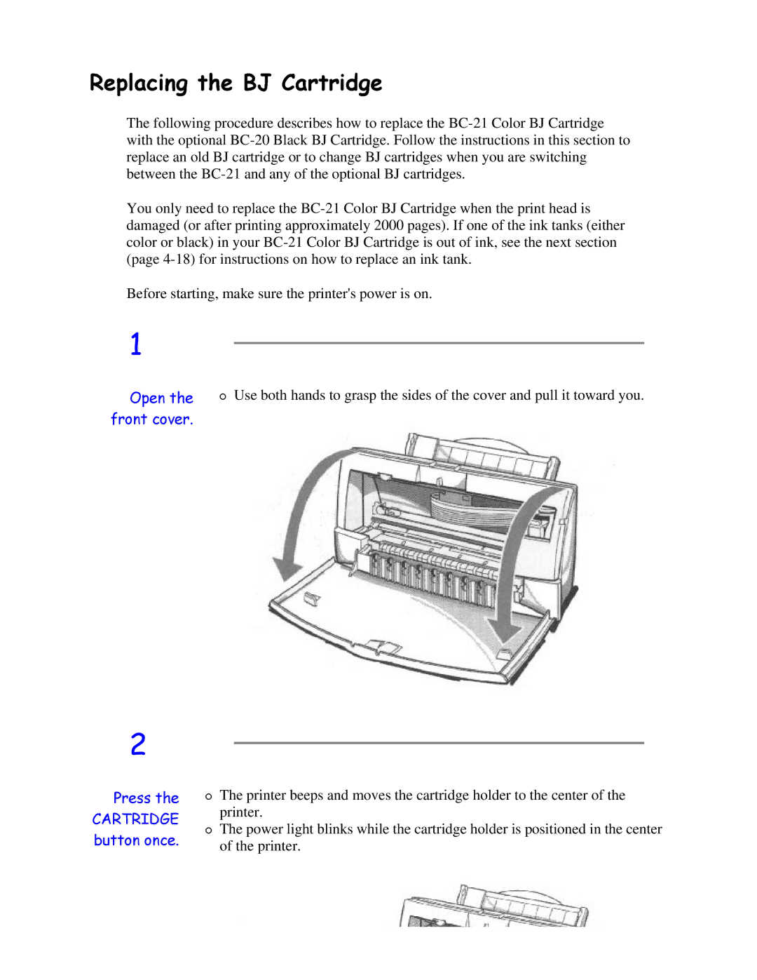 Canon BJC-4200 user manual IURQW2SHQFRYHUWKH 