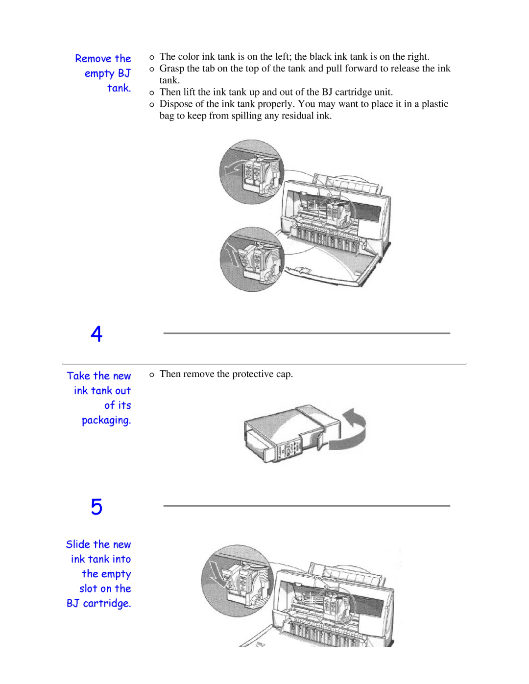 Canon BJC-4200 user manual 7DNHLQNSDFNDJLQJWDQNWKHRIQHZRXWLWV 