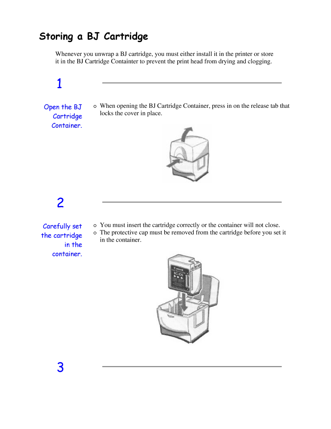 Canon BJC-4200 user manual 6WRULQJD%-&DUWULGJH 