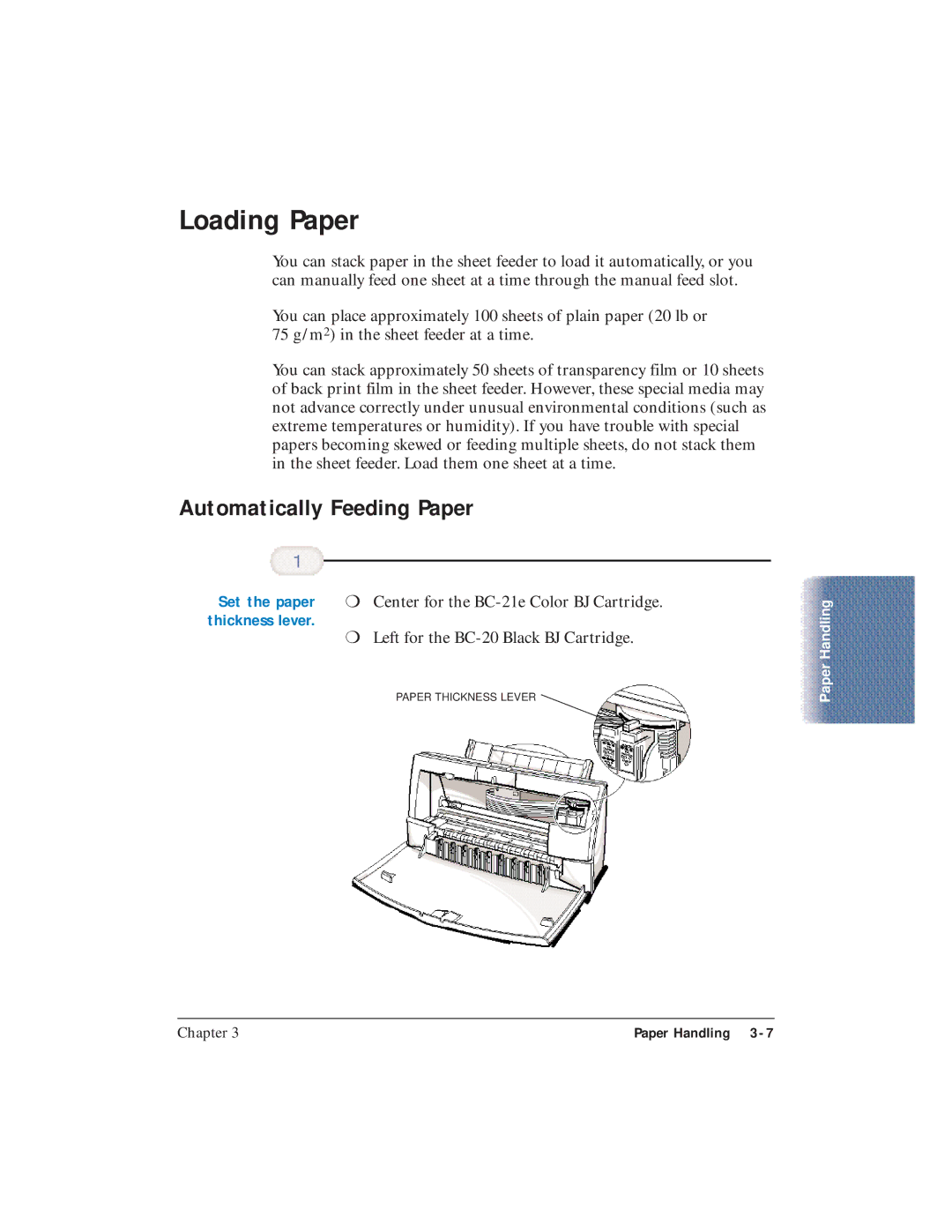 Canon BJC-4400 user manual Loading Paper, Automatically Feeding Paper 