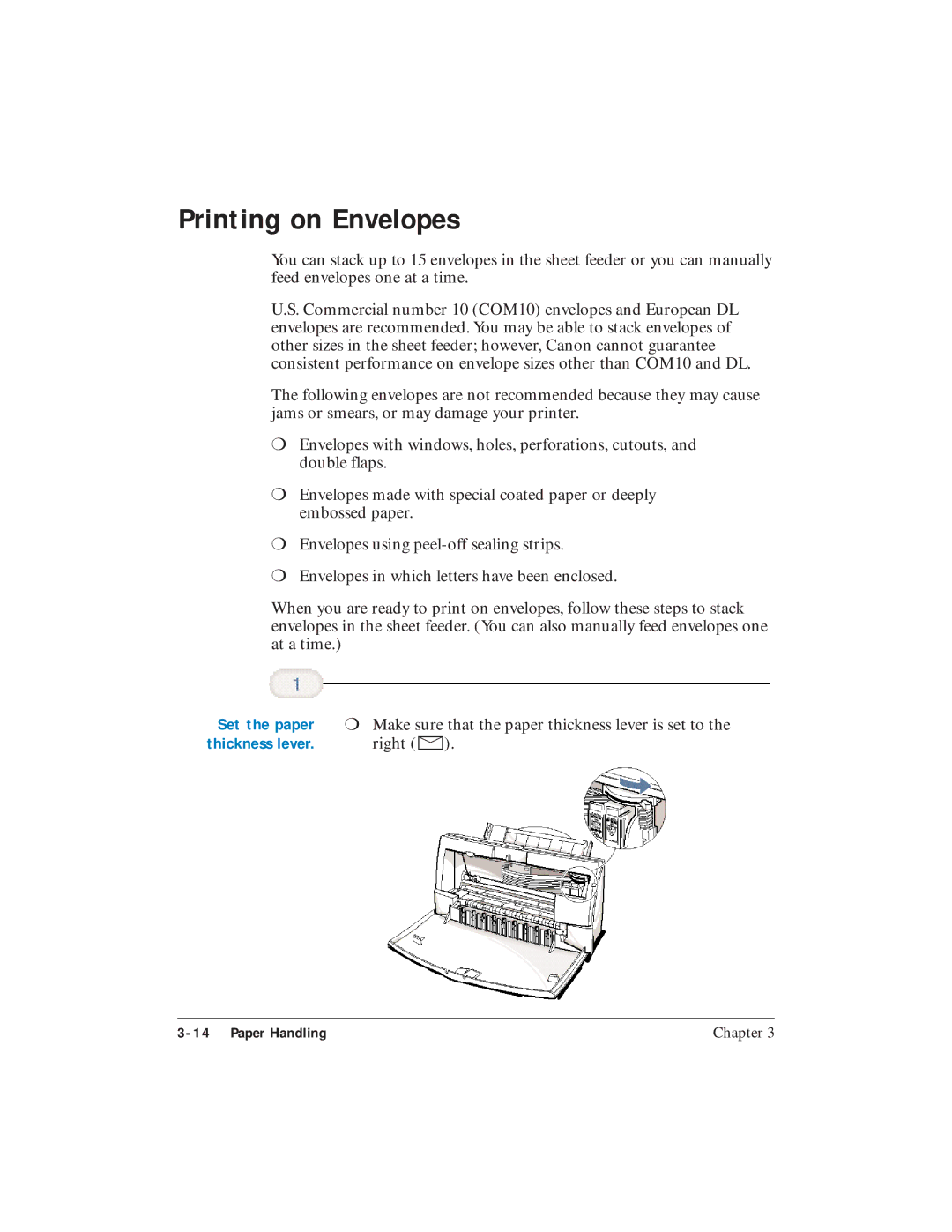 Canon BJC-4400 user manual Printing on Envelopes, Right a 