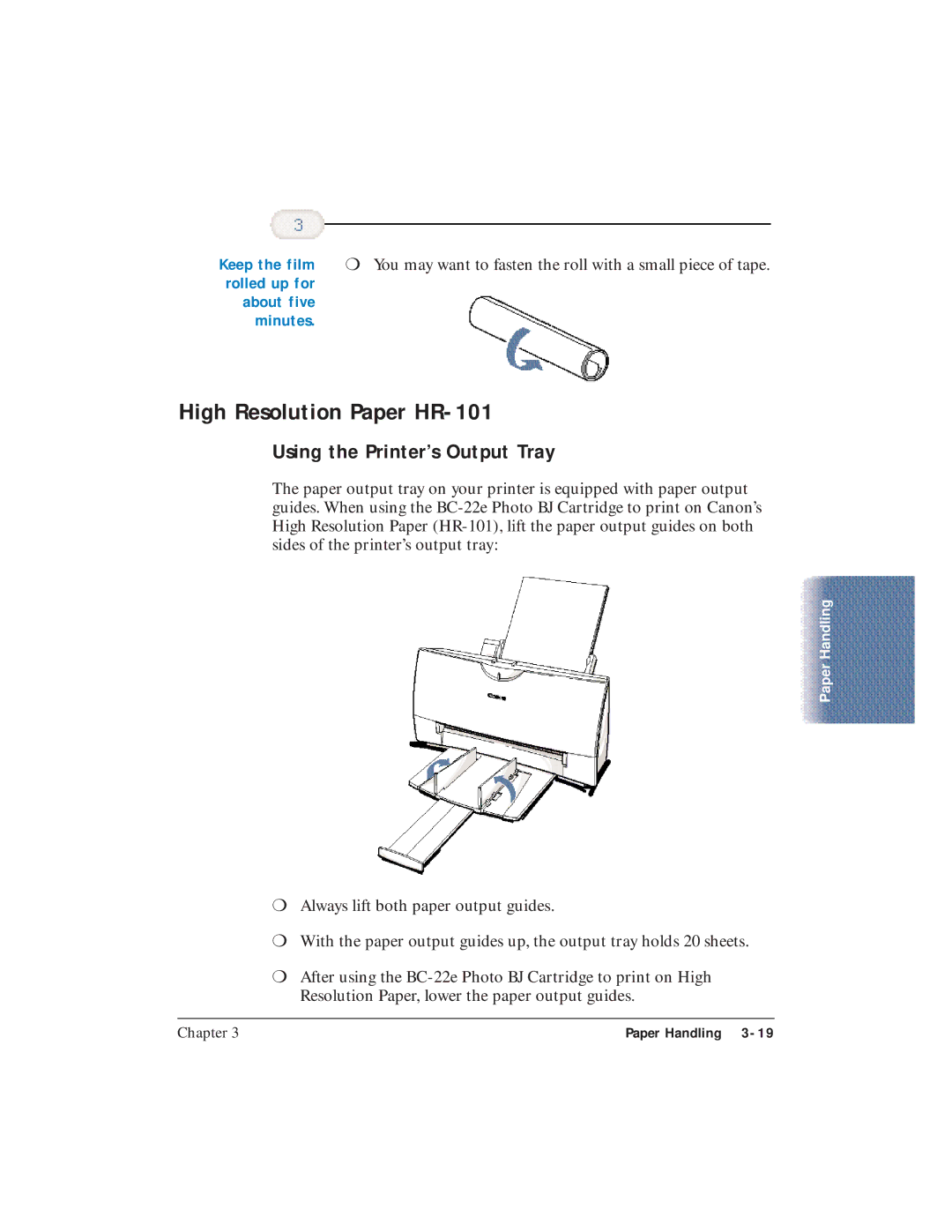 Canon BJC-4400 user manual High Resolution Paper HR-101, About five Minutes 