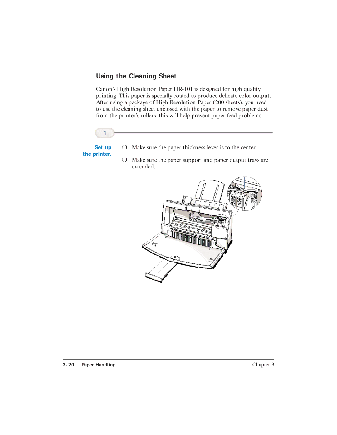 Canon BJC-4400 user manual Using the Cleaning Sheet, Set up 