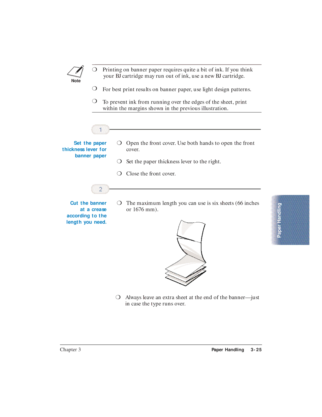 Canon BJC-4400 user manual Set the paper, Banner paper, At a crease 