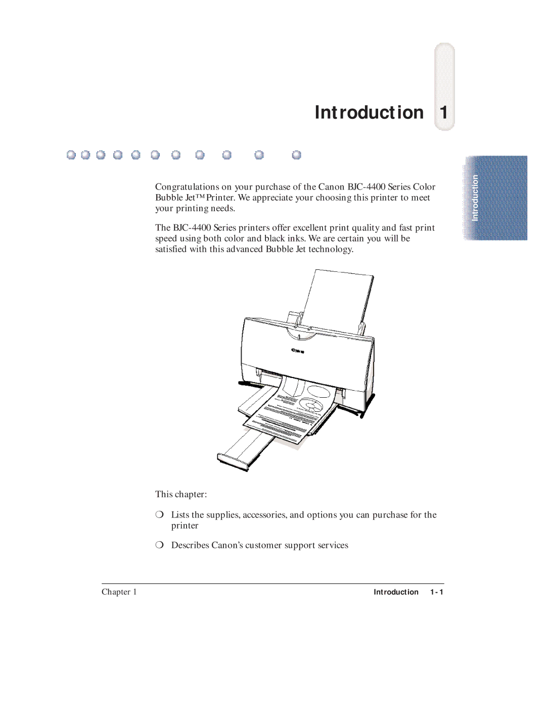 Canon BJC-4400 user manual Introduction 