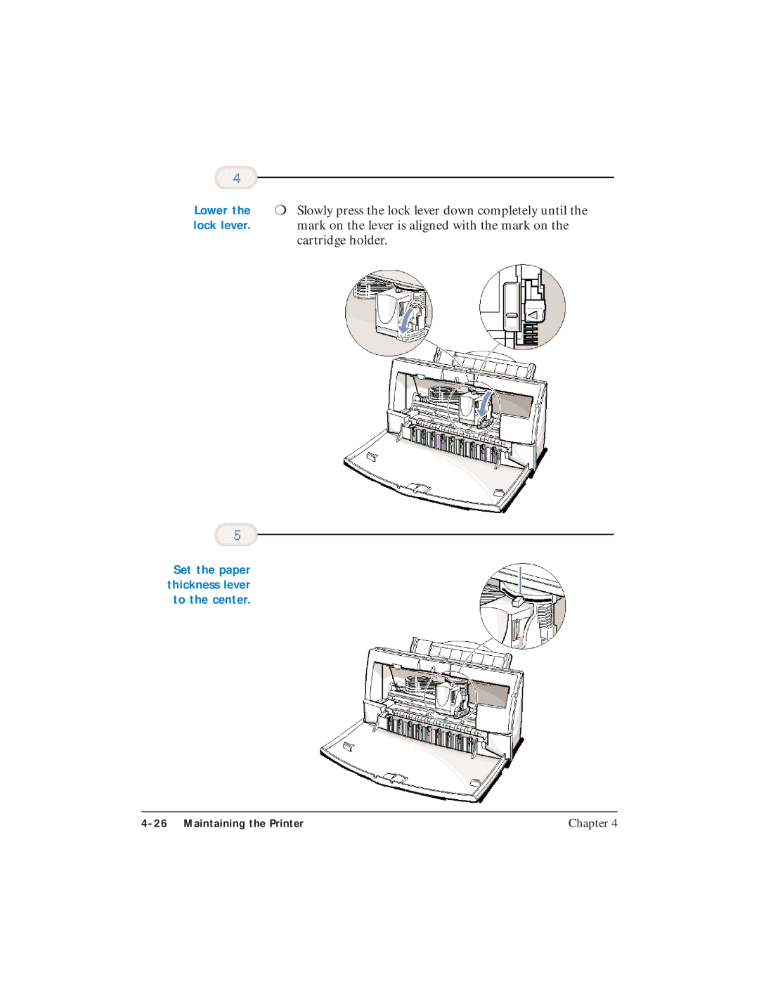 Canon BJC-4400 user manual Slowly press the lock lever down completely until 