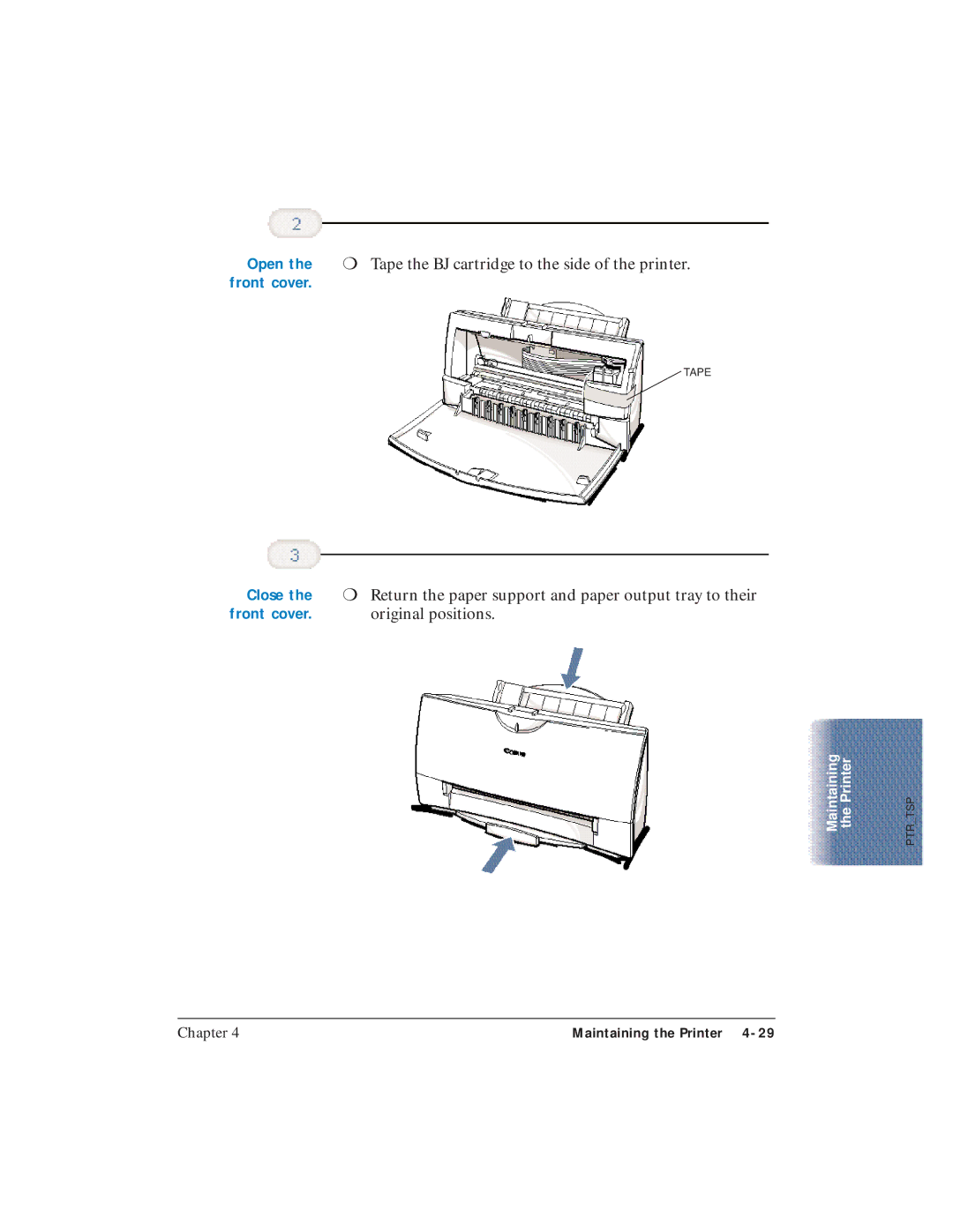 Canon BJC-4400 user manual Return the paper support and paper output tray to their 