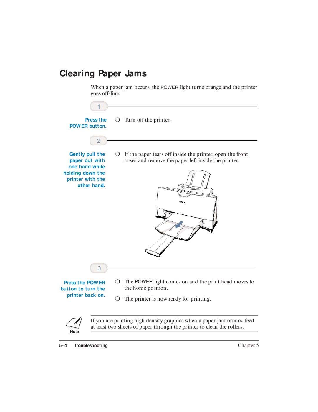 Canon BJC-4400 user manual Clearing Paper Jams, Press 