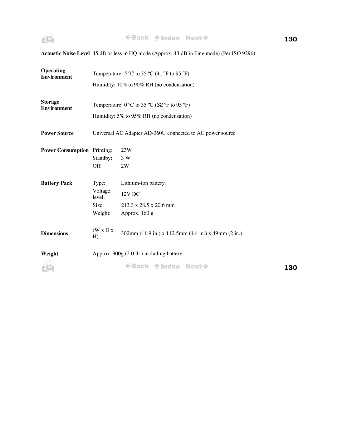 Canon BJC-50 user manual 130 