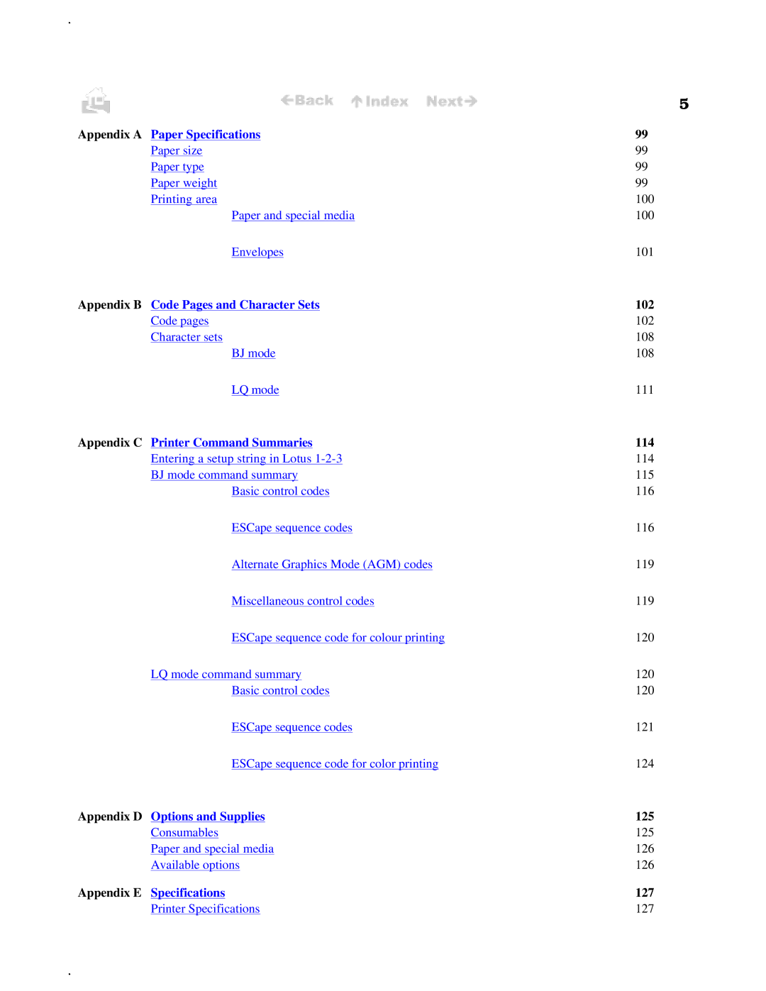 Canon BJC-50 user manual Appendix B Code Pages and Character Sets 102 