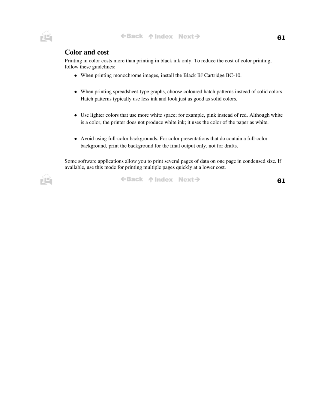 Canon BJC-50 user manual Color and cost 