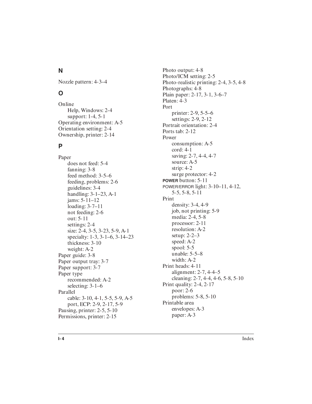 Canon BJC-5100 user manual Index 