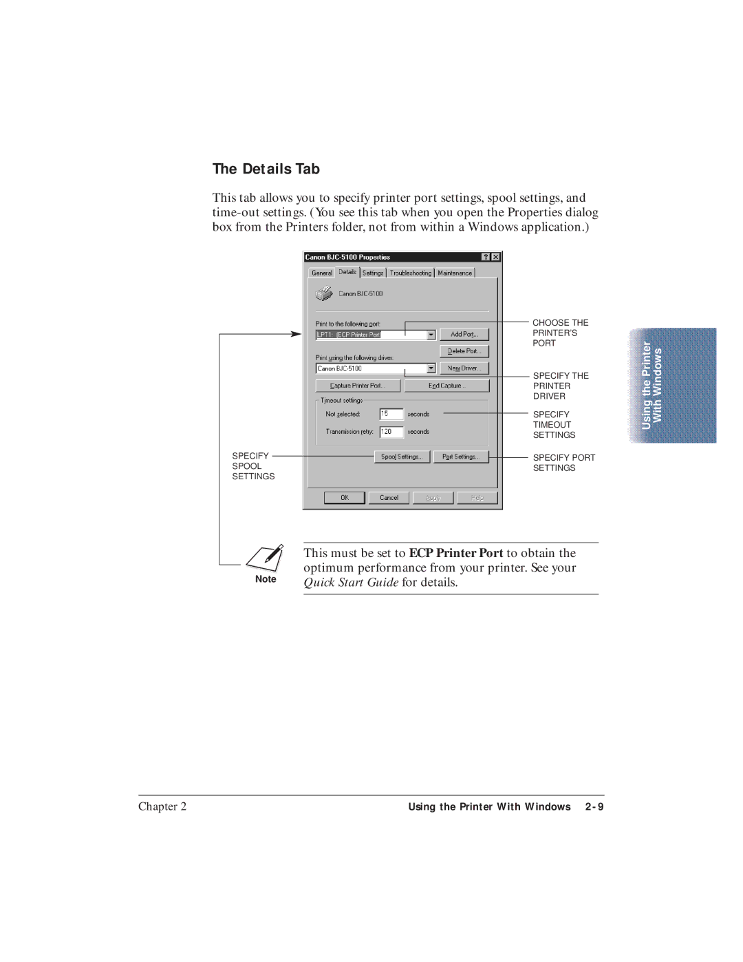 Canon BJC-5100 user manual Details Tab 