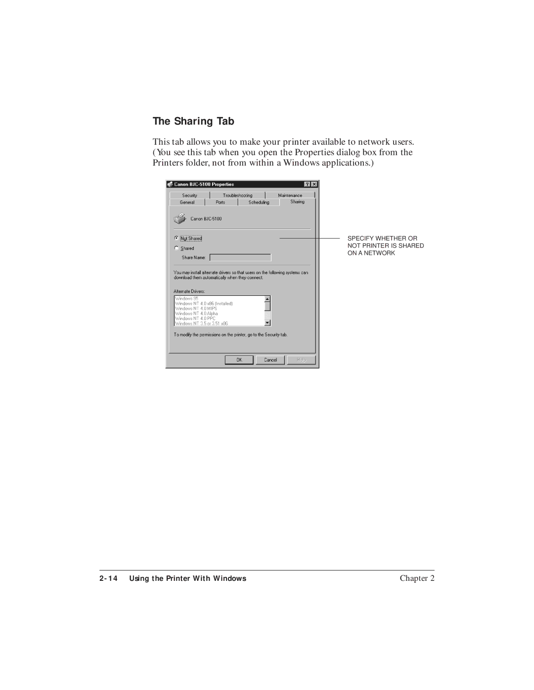 Canon BJC-5100 user manual Sharing Tab 