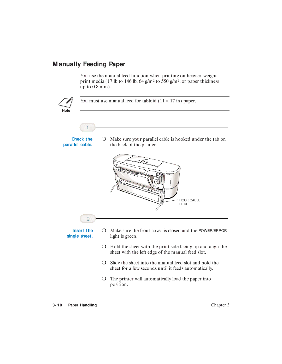 Canon BJC-5100 user manual Manually Feeding Paper, Check, Insert 