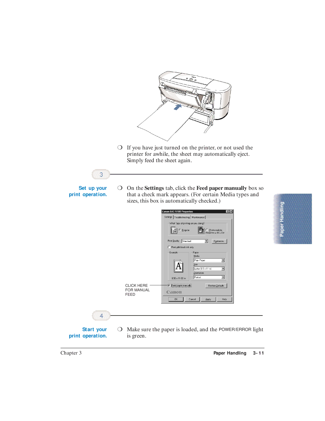 Canon BJC-5100 user manual Set up your, Start your 