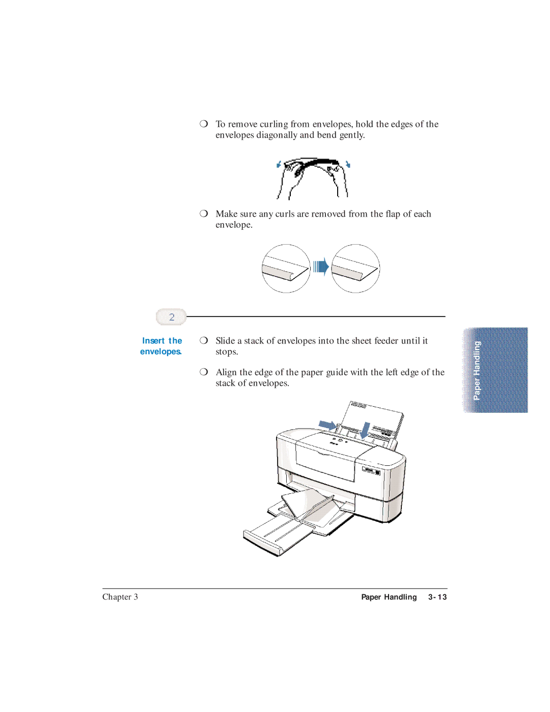 Canon BJC-5100 user manual Slide a stack of envelopes into the sheet feeder until it 