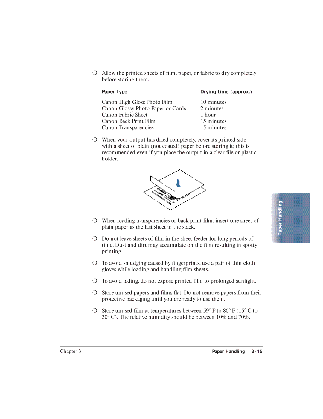 Canon BJC-5100 user manual Paper type Drying time approx 