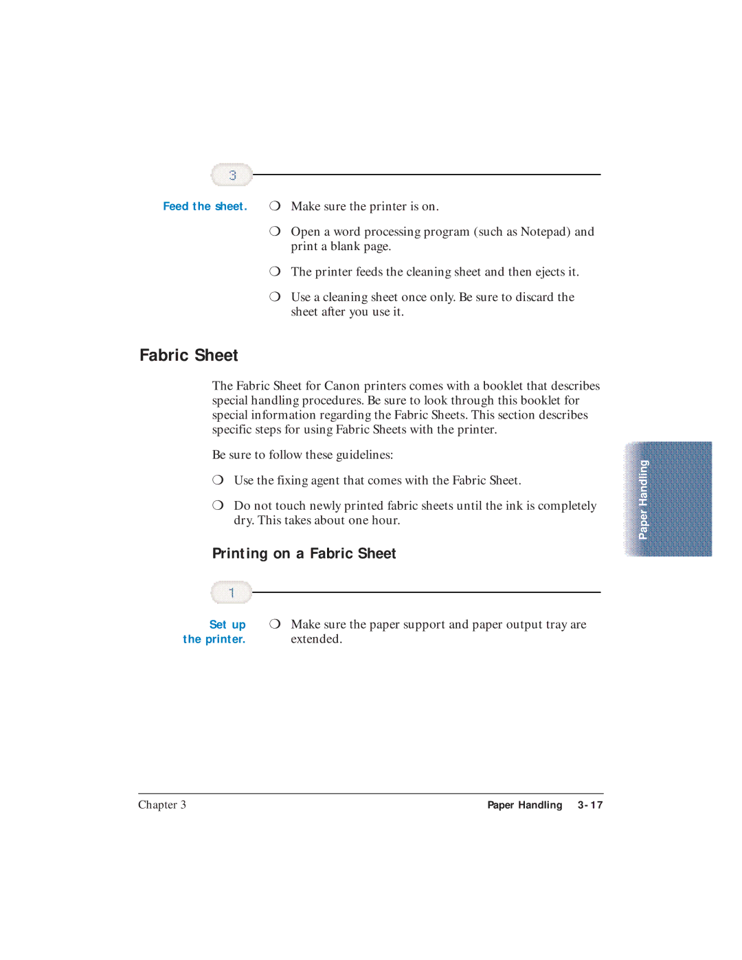 Canon BJC-5100 user manual Printing on a Fabric Sheet 