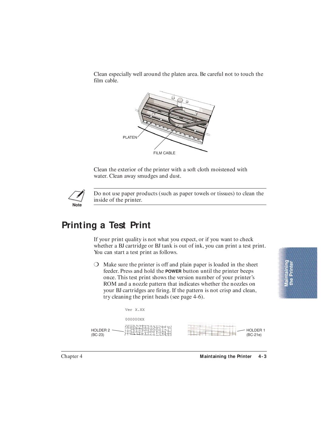 Canon BJC-5100 user manual Printing a Test Print 