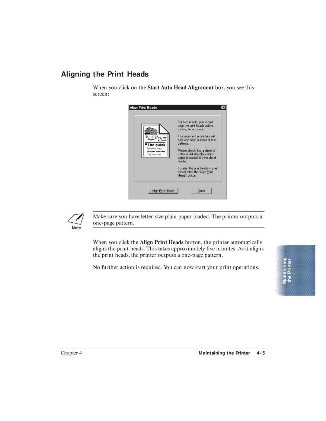 Canon BJC-5100 user manual Aligning the Print Heads 