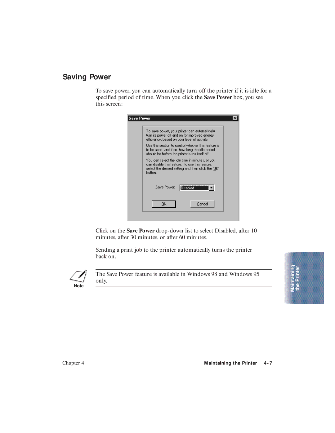 Canon BJC-5100 user manual Saving Power 