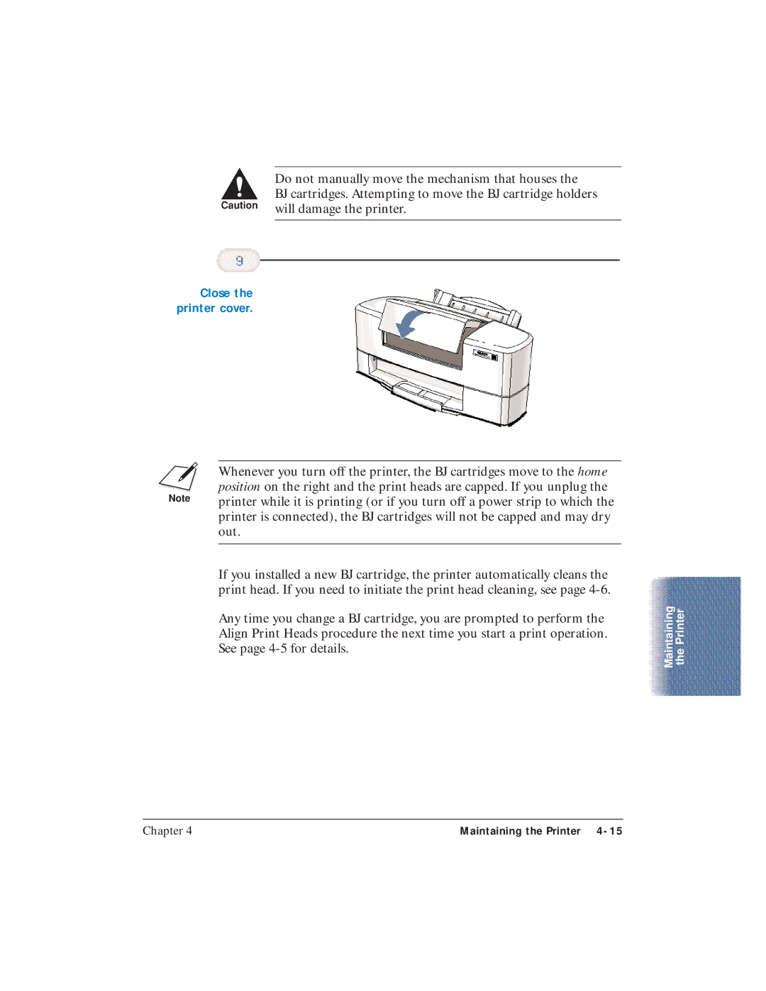 Canon BJC-5100 user manual Close the printer cover 