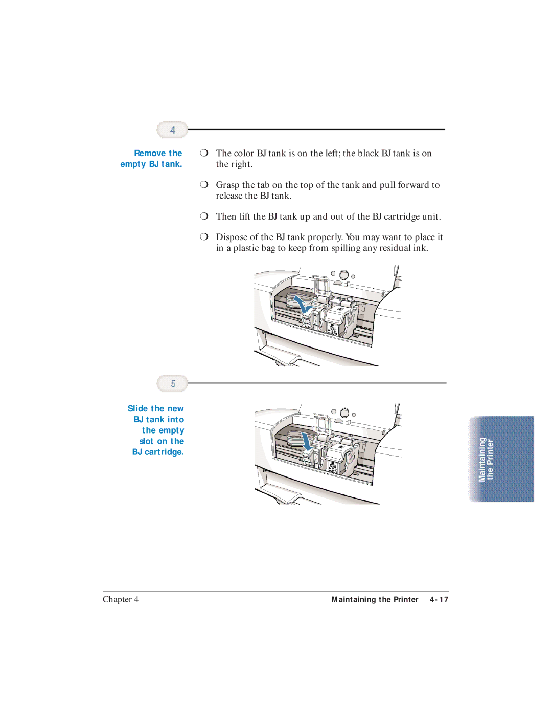 Canon BJC-5100 user manual Remove, A plastic bag to keep from spilling any residual ink 