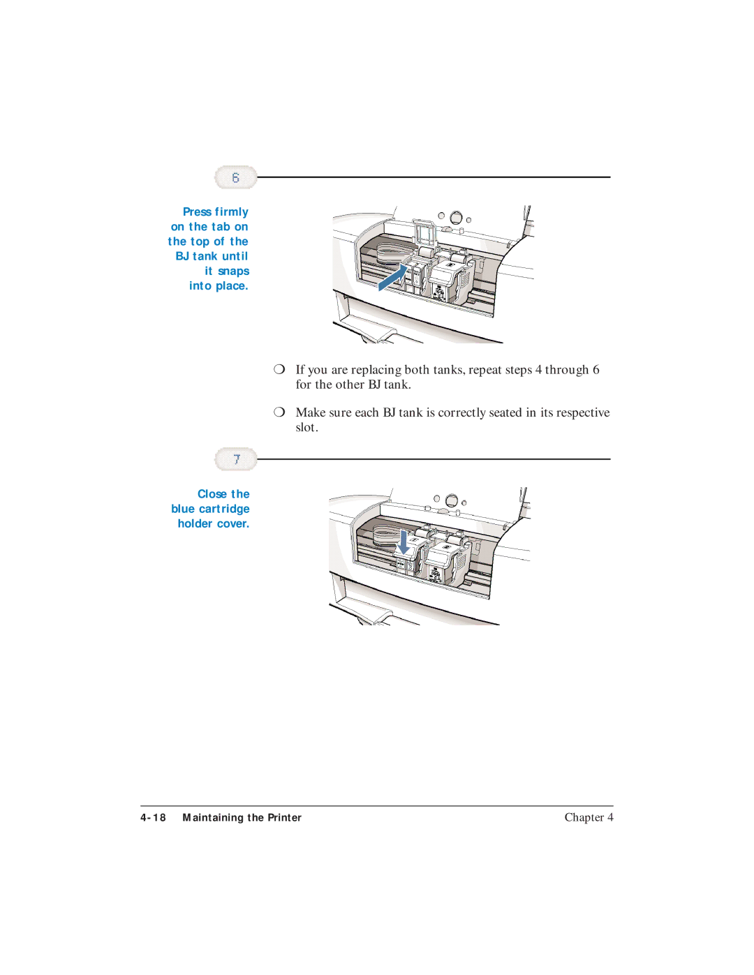 Canon BJC-5100 user manual Close the blue cartridge holder cover 