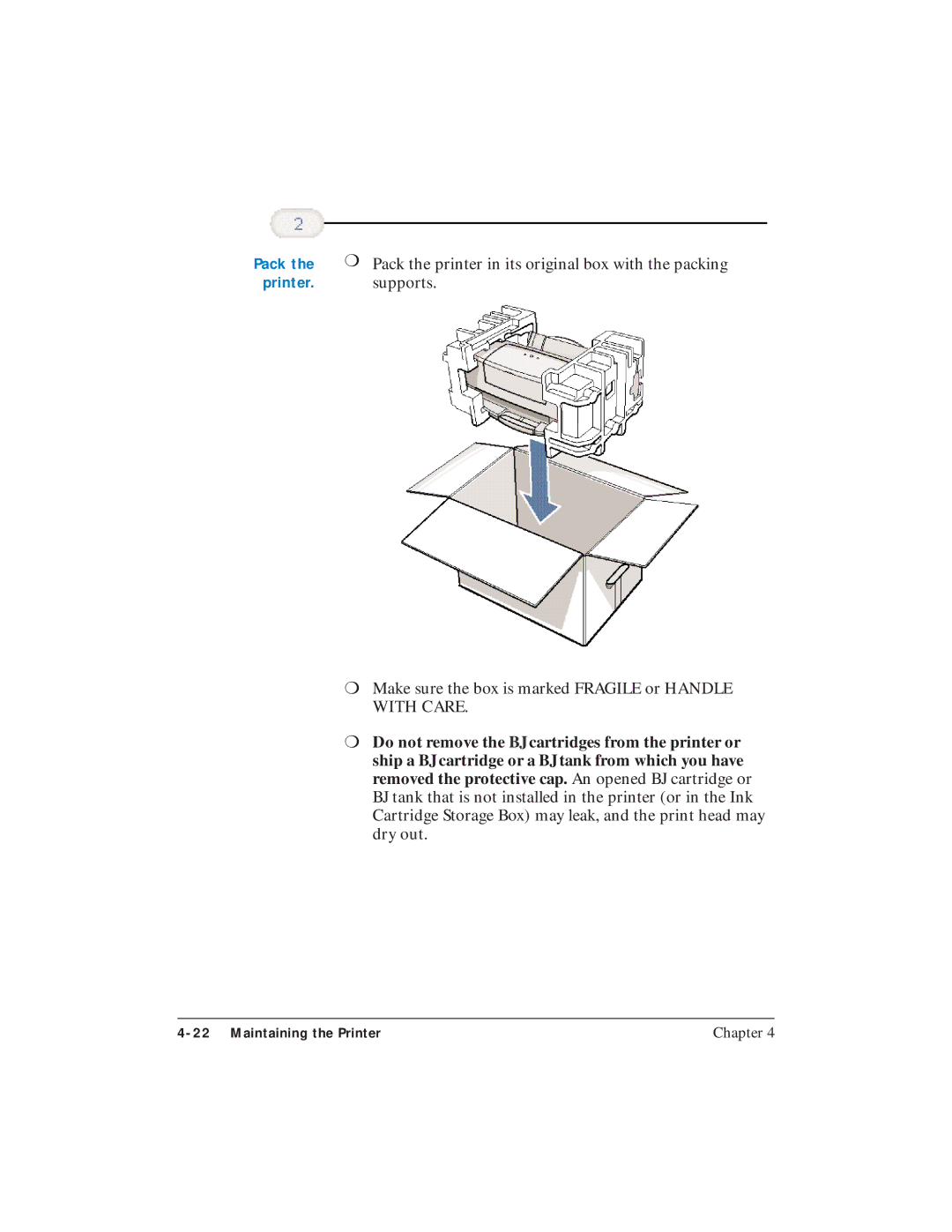 Canon BJC-5100 user manual Pack the printer 